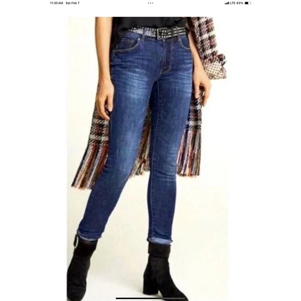 Cabi Jeans Cinch Skinny Dark Wash Denim Two Buttons #3938 Sz 8